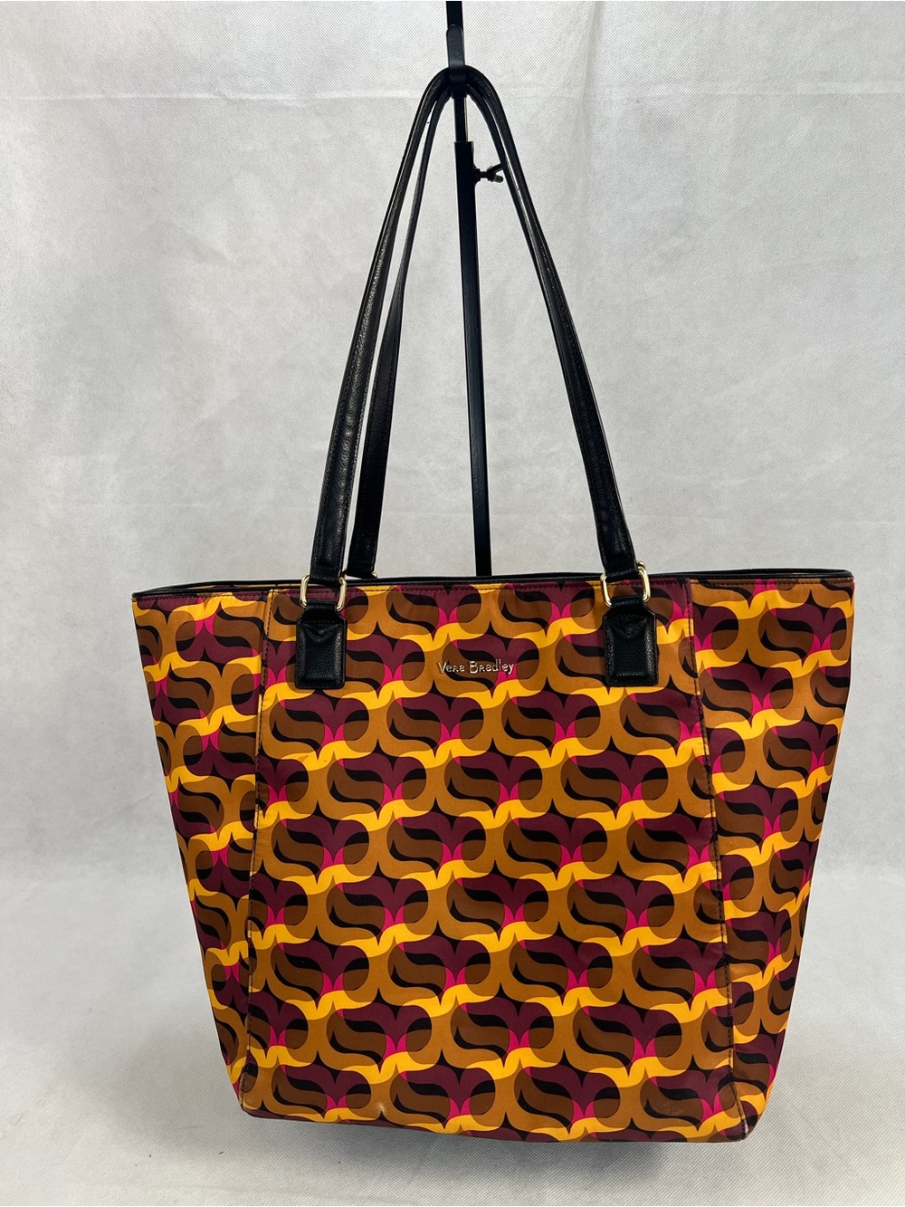 Vera Bradley Tote Bag Multicolor Geometric Zip Top Double Black Handles Lined